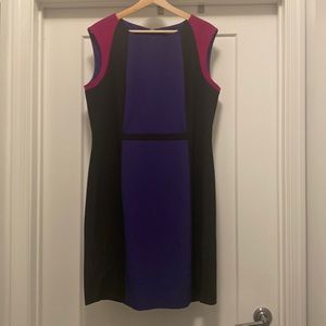 Black, Pink, and Purple Tahari Arthur S.Levine Sleeveless Sheath Dress - Size 16